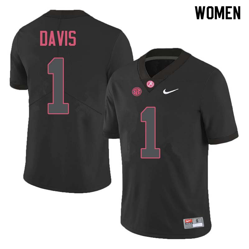 Alabama Crimson Tide Women's Ben Davis #1 Black NCAA Nike Authentic Stitched College Football Jersey TV16P68JS